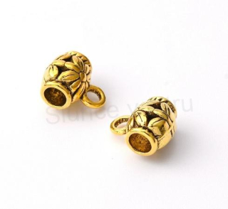 Slitinový korálek s očkem 11 x 9 x 7 mm starožitný zlatý (AA425)