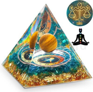 Orgonitová pyramida - znamení váhy, tygří oko 6,2 x 5,9 cm (PP214)