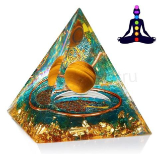 Orgonitová pyramida - tygří tajemství, strom života, tygří oko 6,2 x 5,9 cm (PP215)