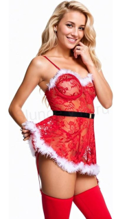 Vánoční krajkové spodní prádlo s G String velikost M/L (K665)