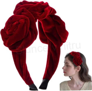 Květinová červená vlasová čelenka (H717)