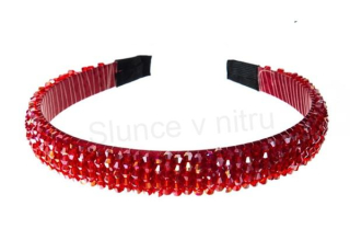 Dámská křišťálová kamínková čelenka do vlasů červená (H722)