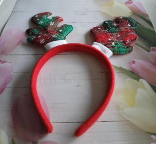 Vánoční čelenka do vlasů barevné parůžky (H734)