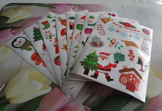 Vánoční samolepky, obtisky na papír 13 x 18 cm (E1053)