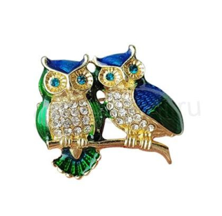 Brož s křišťálovými kamínky sova, sovy (HB116)