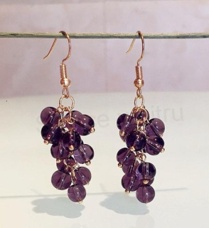 Minerální nefritové náušnice hrozen, víno (X2171)