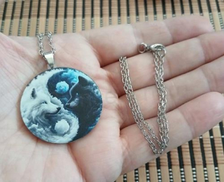 Řetízkový náhrdelník s přívěskem vlk Jin a Jang (BD1011)