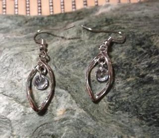 Visací náušnice kapka se zirkonem (BB930)