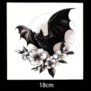 Nášivka vinylová netopýr s květinami 18 cm (C818)