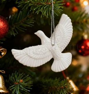 Závěsná ozdoba bílá holubice, ptáček (V206)