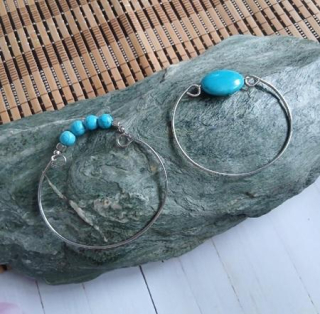 Kovový tyrkysový náramek 2 kusy (BC645)