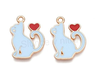 Přívěsek kočička, kočka se srdcovým šarmem 21 x 15 mm (AA440)