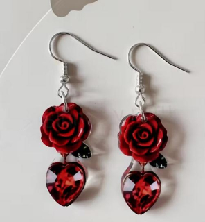 Dlouhé květinové náušnice růže (BB940)