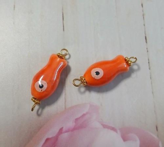 Přívěšek porcelánová ryba, rybka 30 x 10 mm oranžová (AA442)