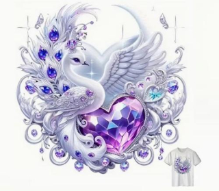 Nášivka vinylová Labuť se srdcem 21 x 19 cm (C821)