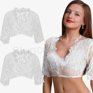 Dámská krajková dirndlová halenka bílá velikost S (K682)