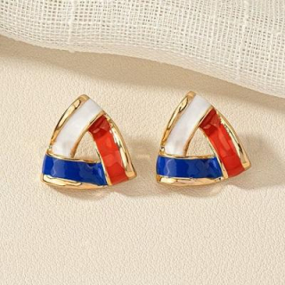 Smaltované puzetové náušnice – trojúhelník, dámské (BB941)