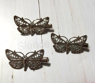 Spona do vlasů – motýl, kovová pineta se zoubky (H744)