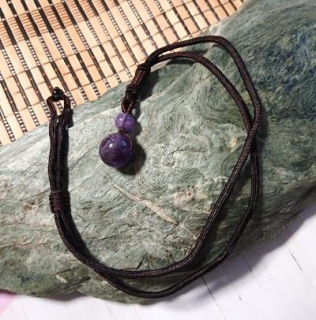 Minerální nastavitelný náhrdelník – ametystové kuličky (X2179)