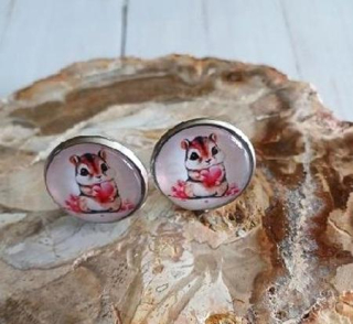 Náušnice klipsny veverka z nerez oceli (BB946)