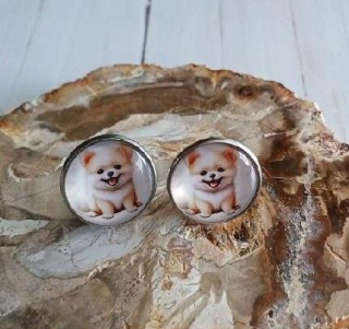 Náušnice klipsny pejsek z nerez oceli (BB947)