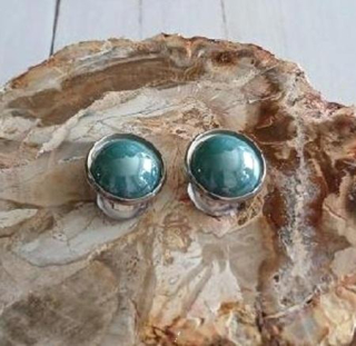 Náušnice klipsny imitace perly – tyrkysová modrá, nerez ocel (BB949)