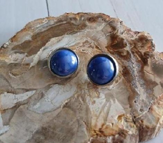 Náušnice klipsny imitace perly – tmavě modrá, nerez ocel (BB954)