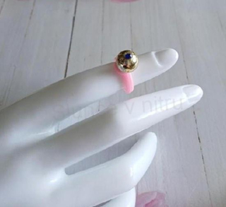 Dětský prsten s korálkem a modrým zirkonem – zlatý (BP593)