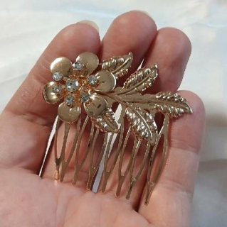 Hřeben do vlasů zlatý kytička (H752)