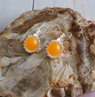 Minerální náušnice s oranžovým achátem, kámen 10 mm (X2214)