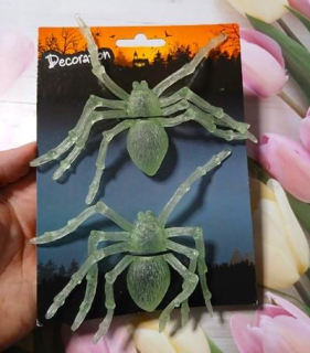 Halloweenská dekorace – Luminiscenční pavouci 2 ks (cca 13 cm) (D758)