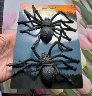 Halloweenská dekorace – Pavouci 2 ks (cca 13 cm) – černí (D759)