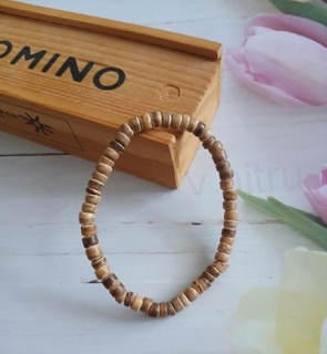 Korálkový kokosový dřevěný náramek, korálky 5 mm (BC658)