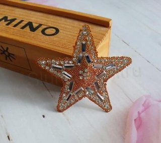 Samolepicí nášivka hnědá hvězdička s kamínky (C866)