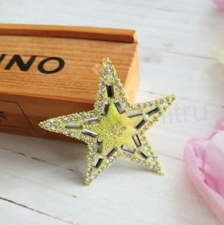 Samolepicí nášivka žlutá hvězdička s kamínky (C867)