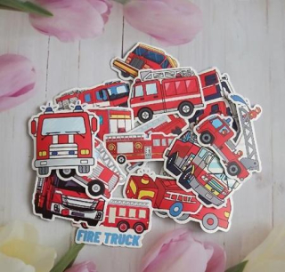 Samolepky na papír – hasičská auta mix 5 kusů (E1063)