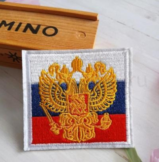 Nášivka Ruský státní znak na vlajce 8 × 7 cm (C874)
