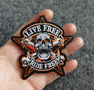 Moto nášivka Live Free Ride Free 9,4 × 9,1 cm (C889)
