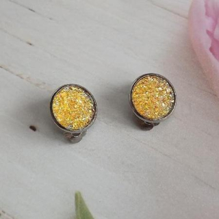 Náušnice klipsy s orgonitem, kabošon 12 mm – nerez (BB976)