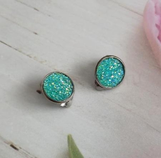 Náušnice klipsy s orgonitem, kabošon 12 mm – nerez (BB977)