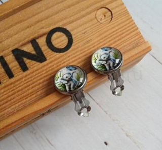 Náušnice klipsy slon, kabošon 14 mm – nerez (BB987)