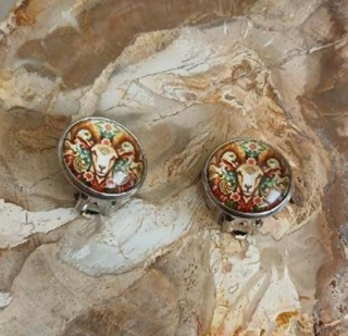 Náušnice klipsy ovečka, kabošon 14 mm – nerez (BB1005)