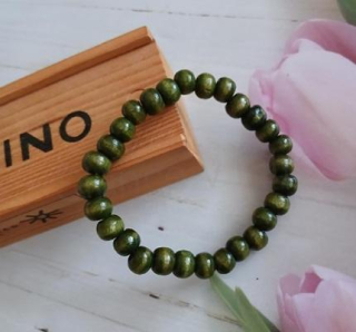 Korálkový dřevěný náramek, korálky 8,6 mm (BC714)