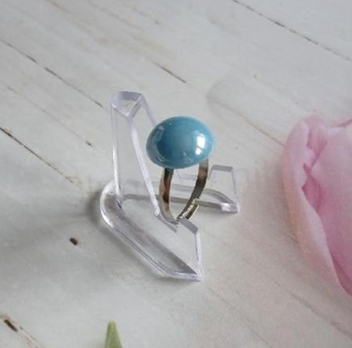 Nastavitelný prsten s modrou pokovenou perlou – velikost 54 (BP609)