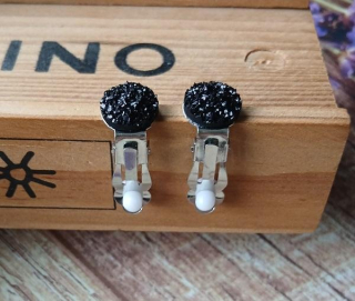 Náušnice klipsy černé měnicí 10 mm, platina (BB1036)