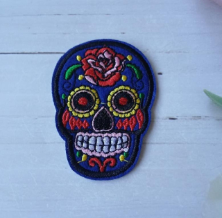 Nášivka lebka Skull 7 × 5,1 cm tmavě modrá (C899)