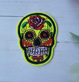 Nášivka lebka Skull 7 × 5,1 cm žlutá (C903)