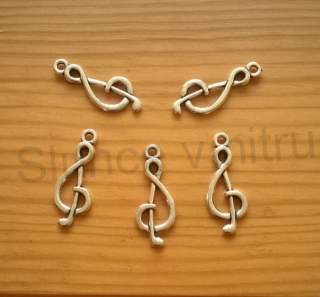 Přívěšek houslový klíč - nota - 27 x11 mm (AA116)