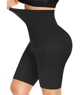 Tvarovací bezešvé šortky s vysokým pasem, černé XL (K698)