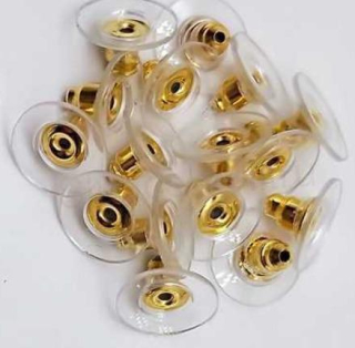 Náušnicová zarážka nerezové se silikonovým kolečkem 11 x 6 mm zlaté | 1 Pár (AA119)